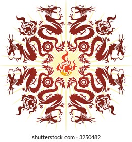 8 Dragon illustration in Paper cut style (Vector)