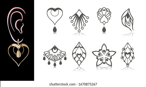 8 Diseños De Conducción. Joyería cortada con plumas de pavo real, tassel, dangle, corazón.  