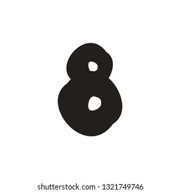 8 eight – decorative hand drawn lettering, alphabet vector number 1. Handwritten typographic design. Cartoon funny bold letter for logo, poster, postcard, hand drown design. Vector alphabet, lettering