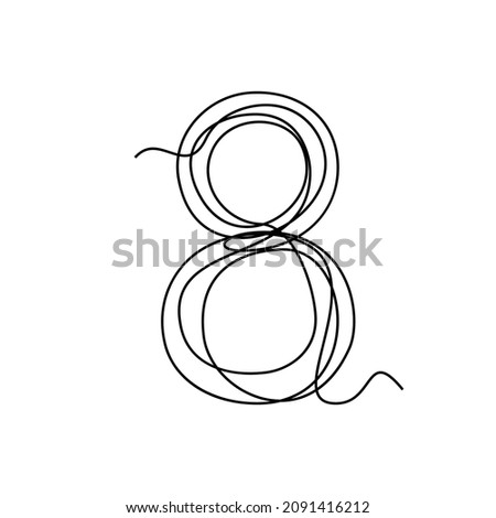 8, eight, figure eight, digit, number is displayed as one solid line. Mathematical symbol, minimalistic simple arabic numerals icon, logo. vector illustration
