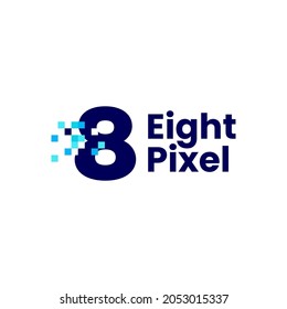 8 marca de ocho píxeles marca digital logotipo de 8 bits icono vectorial