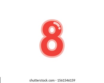 8 eight number red cherry marmalade vector jelly glossy bright typography for web holiday event 