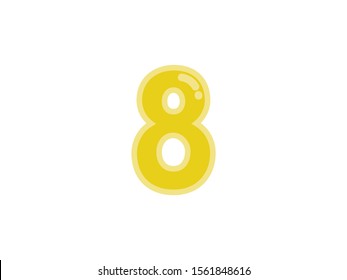 8 eight number yellow amber gold marmalade vector jelly glossy bright typography for web holiday event 