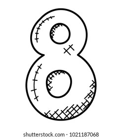 
8, eight numerical digit doodle icon
