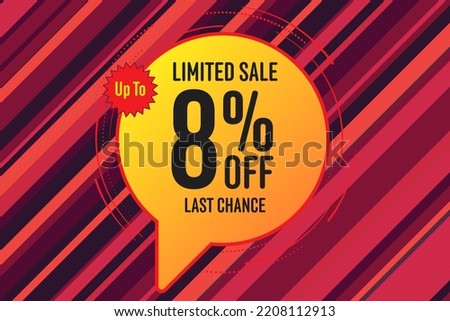 8 eight Percent off sale shopping banner label background. icon money