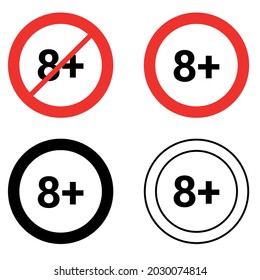 8 Eight plus round sign vector illustration isolated on white background