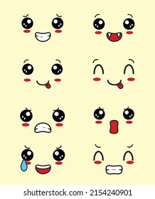 8 Augenkartoon Kawaii Expression