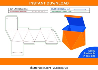 8 Face Box Deline Template Or Diamond Shape Tuck End 8 Face Box And 3D Box Design