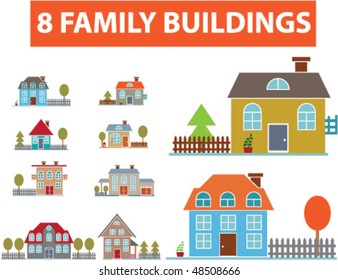 8 family buildings. vector