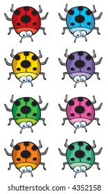 8 fat ladybirds (vector) - cartoon illustration