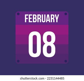 8 february calendar date. Calendar icon for february. Banner for holidays and special dates