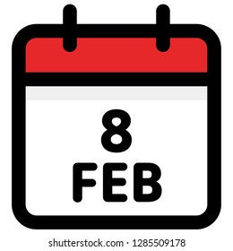 8. February - Calendar Icon - Vector Illustration - Vector
