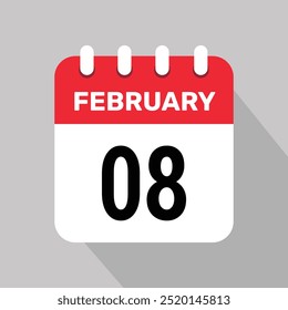 8 Februar Kalender Symbol Vektorgrafik Hintergrund Grafikdesign.