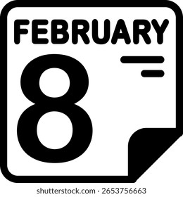 Calendario 8 de febrero Icono minimalista semisólido