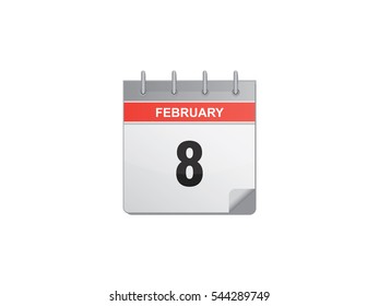 8 February calendar vector illustration on white background
