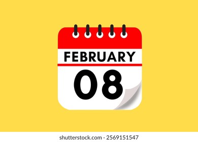 8 February month single day vector, illustration, calendar with maroon, rose and white color background calendar February 8