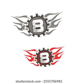 8 fire logo vector design technical illustration by adobe illustrator.