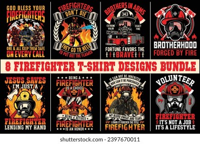 8 firefighter t-shirt designs bundle firefighter t-shirt design