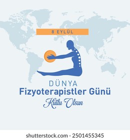 8 eylül dünya fizyoterapistler günü kutlu olsun.
man with physical therapy. translation: september 8, happy world physiotherapists day