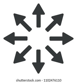 8 Flat Gray Arrows In All Directions From Center