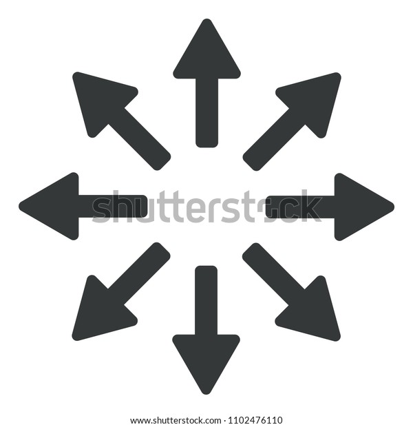 中心から全方向に8つのフラットグレー矢印 のベクター画像素材 ロイヤリティフリー
