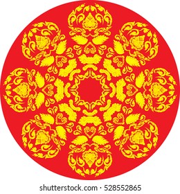 8 Floral Skulls with Giant Faces in Circle Vector illustration, Tattoo, Image, Southeast Asia Art Design