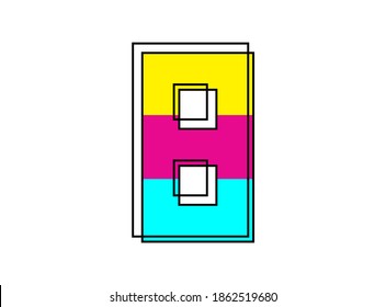 8 número de fuente hecho de sombra de contorno de marco negro de color rosa fuente, azul, amarillo. Ilustración vectorial para logotipo, elemento de diseño, afiche y más      

 

