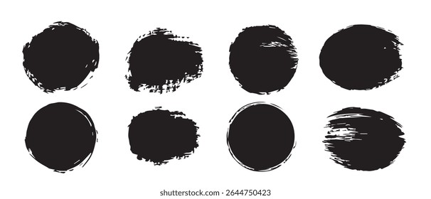 8 Free Black Ink Splatter Circle Brushes Texture PNGs.