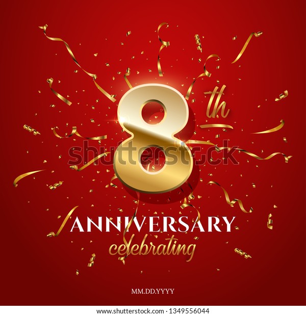 8 Golden Number Anniversary Celebrating Text Stock Vector (Royalty Free ...