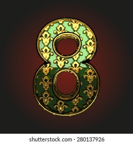 8 green vector letter with gold