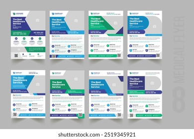 8 healthcare flyer bundle, Corporate Business healthcare Flyer Template, A4 hospital flyer fully editable flyer, Health care cover, newsletter, poster design for print