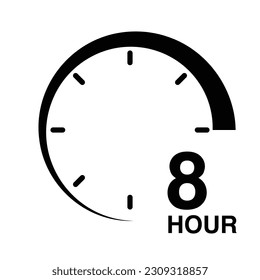 8 hour protection clock time sign icon symbol vector illustration isolated on white background