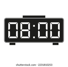 8 Stunden Wecker. Zeitstempel-Vektorgrafik. Zeit für die Kennzeichnung der Uhr