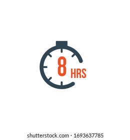 8 hours round timer or Countdown Timer icon. deadline concept. Delivery timer. Stock Vector illustration isolated on white background.