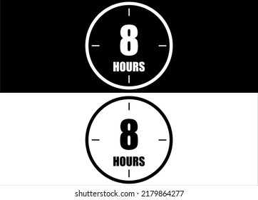 8 hours. Set of white and black clock with appointment.