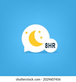 8 hours sleep speech bubble icon. Clipart image isolated on white background