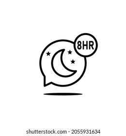 8 hours sleep speech bubble line icon. Clipart image isolated on white background