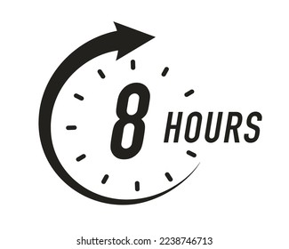 8 hours timer vector symbol black color style