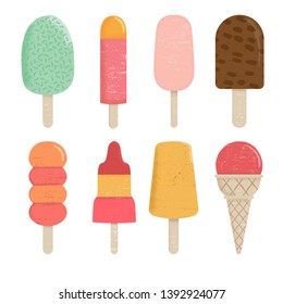 8 Eis-Icon-Set mit Stippel und Textur