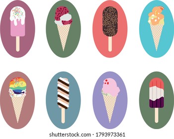 8 Ice cream Vectorial illustration.