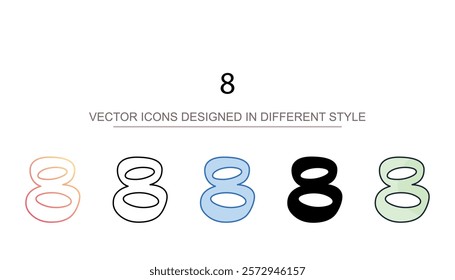 8 icon design with white background stock illustration