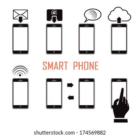 8 icons set - smart phone, communication, call, touch phone ,vector