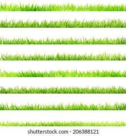 8 item set, small Grass isolated on white. 