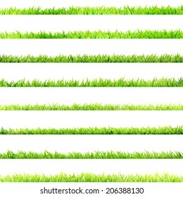 8 item set, small Grass isolated on white. 