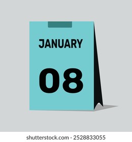 8 january calendar icon vector graphic design illustration background.