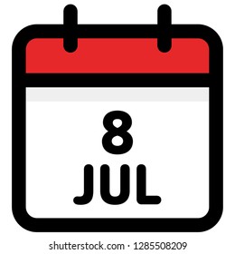 8. July - Calendar Icon - Vector Illustration - Vector