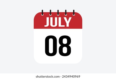 8. Juli Kalender. In: July Calendar Vector Illustration.
