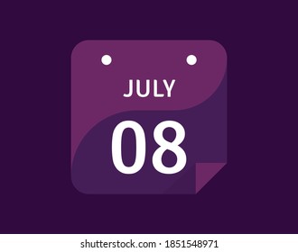 Icono 8 de julio Icono de calendario único día Ilustración de vectores