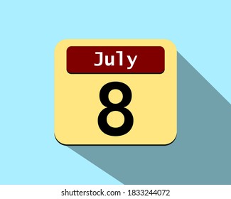 8 July - Vector art of an icon of a calendar