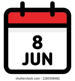 8. June - Calendar Icon - Vector Illustration - Vector